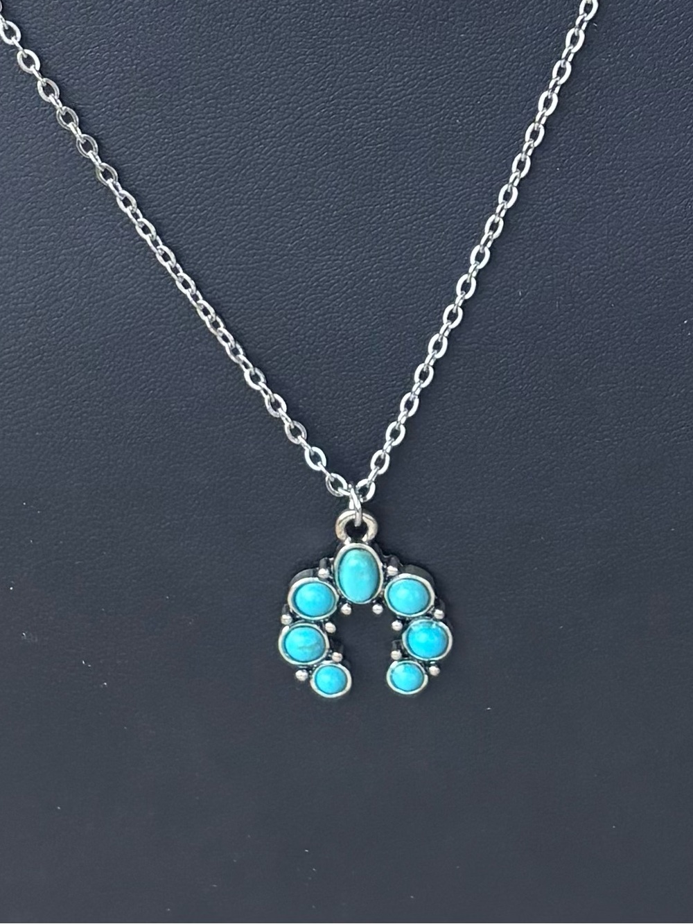 Plunder Design Lucie Turquoise Color Pendant Stainless Steel Necklace Horseshoe - Picture 4 of 9